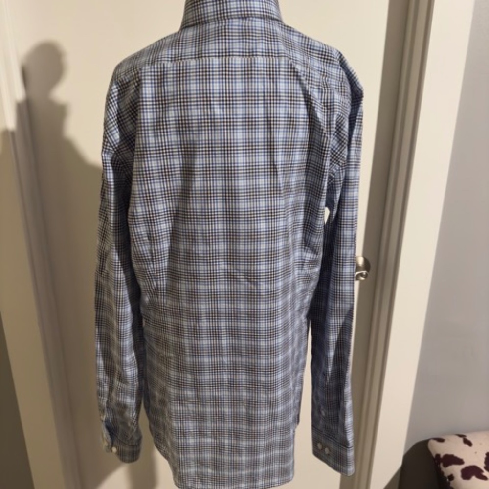 Express Mens Plaid Shirt Size L Long Sleeve Collared Button-Down extra slim fit
